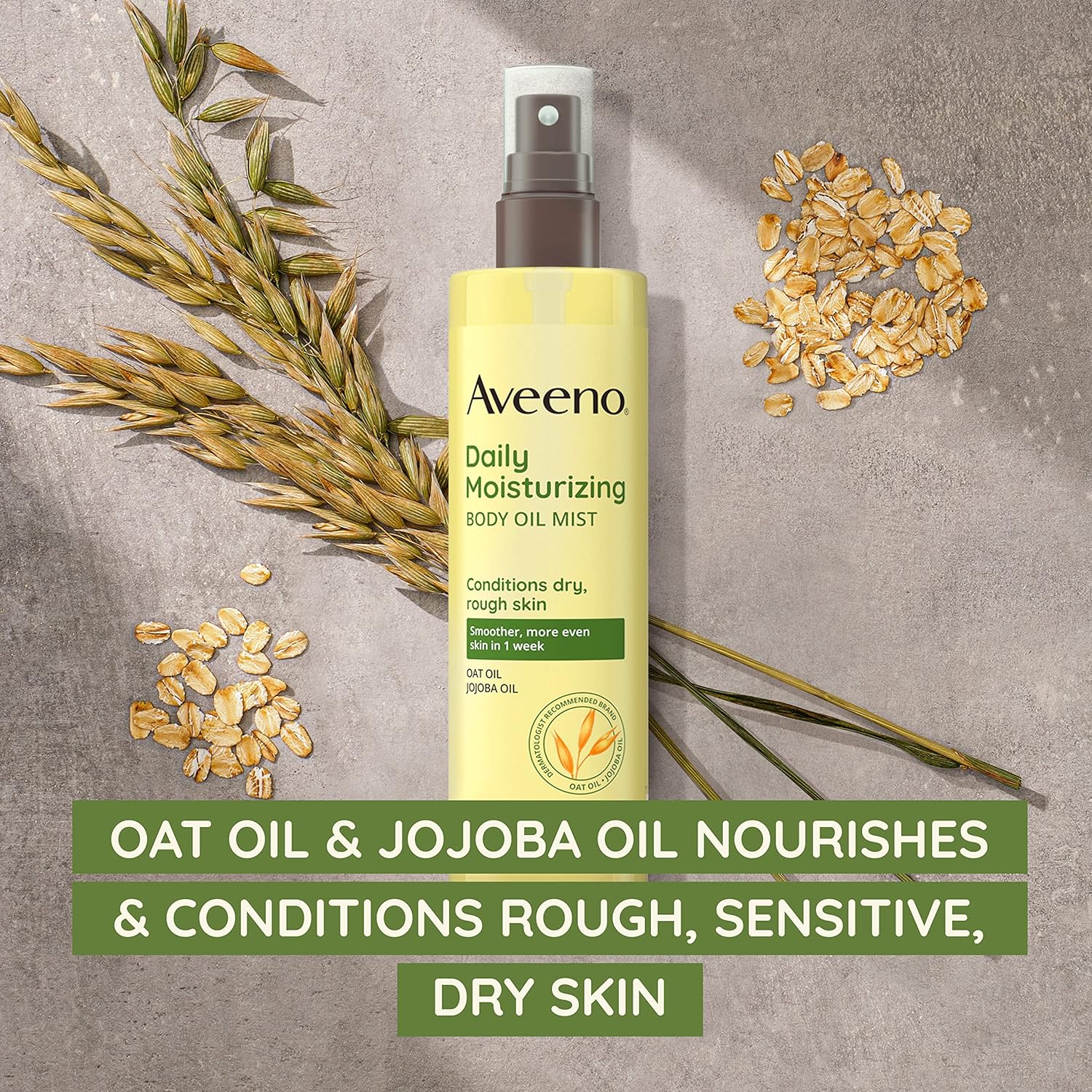 Aveeno Daily Moisturizing Dry Body Oil Mist with Oat and Jojoba Oil for Dry, Rough Sensitive Skin, Nourishing & Hypoallergenic Body Spray, Paraben-, Silicone- & Phthalate-Free, 6.7 fl. oz - 24hrsmart